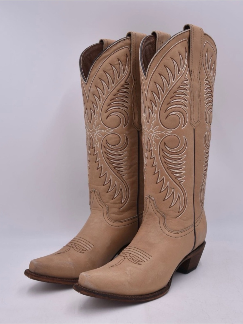 Circle G Tan Leather Western Boot Sole with Branded Stamp, size 8.5